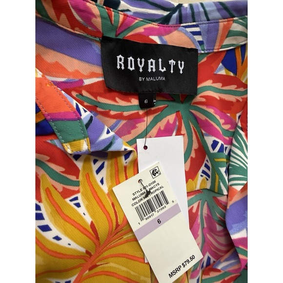 Royalty By Maluma Women's Tropical Wrap Dress Mini Farm Rio Beach Miami NWT Sz 6 - Picture 6 of 11